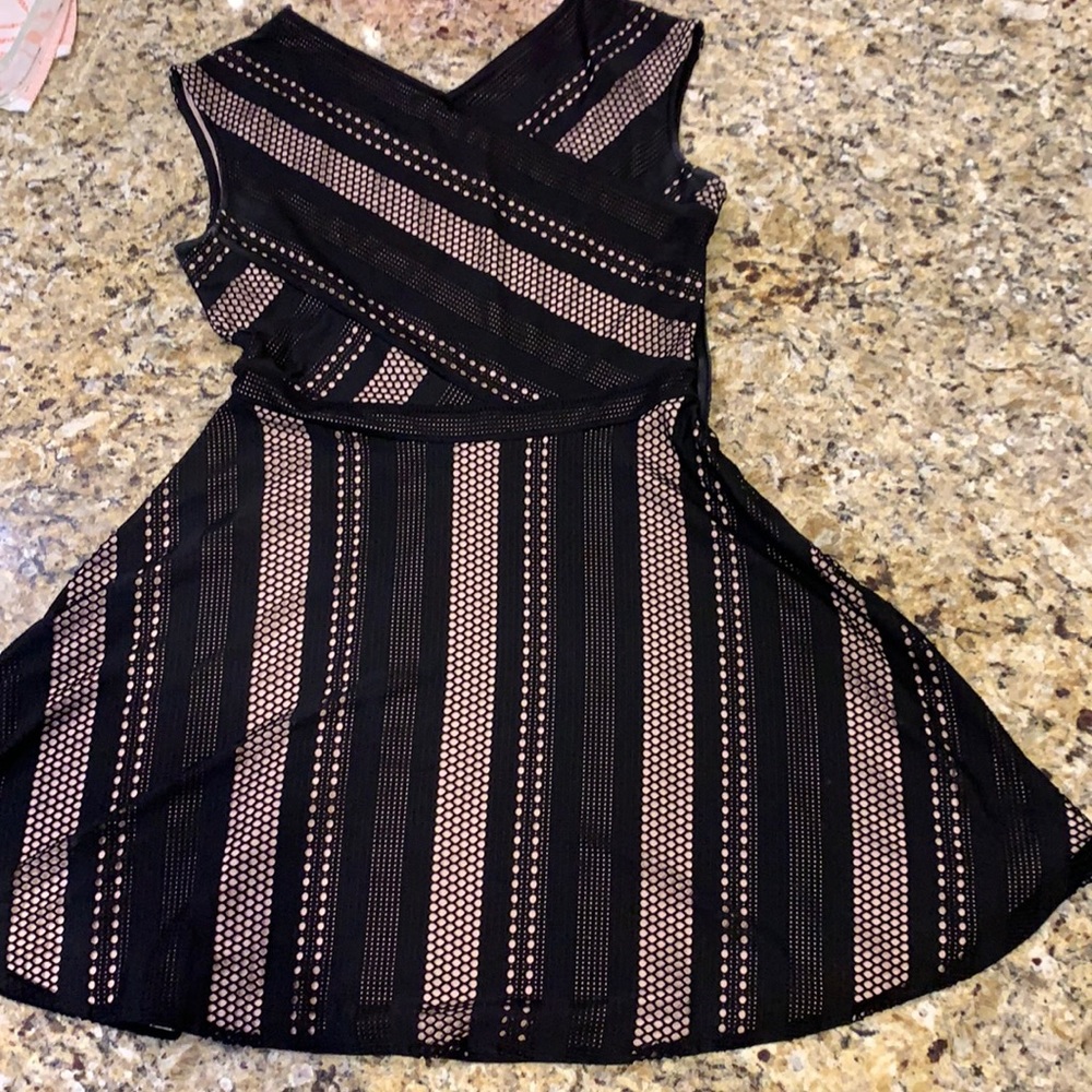 BCBGMaxazria Black and Tan dress.